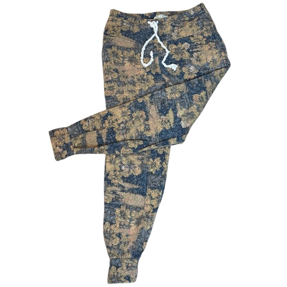 Anthropologie Saturday/Sunday Floral Knit Jogger Pants Blue Size Small EUC - Picture 2 of 5